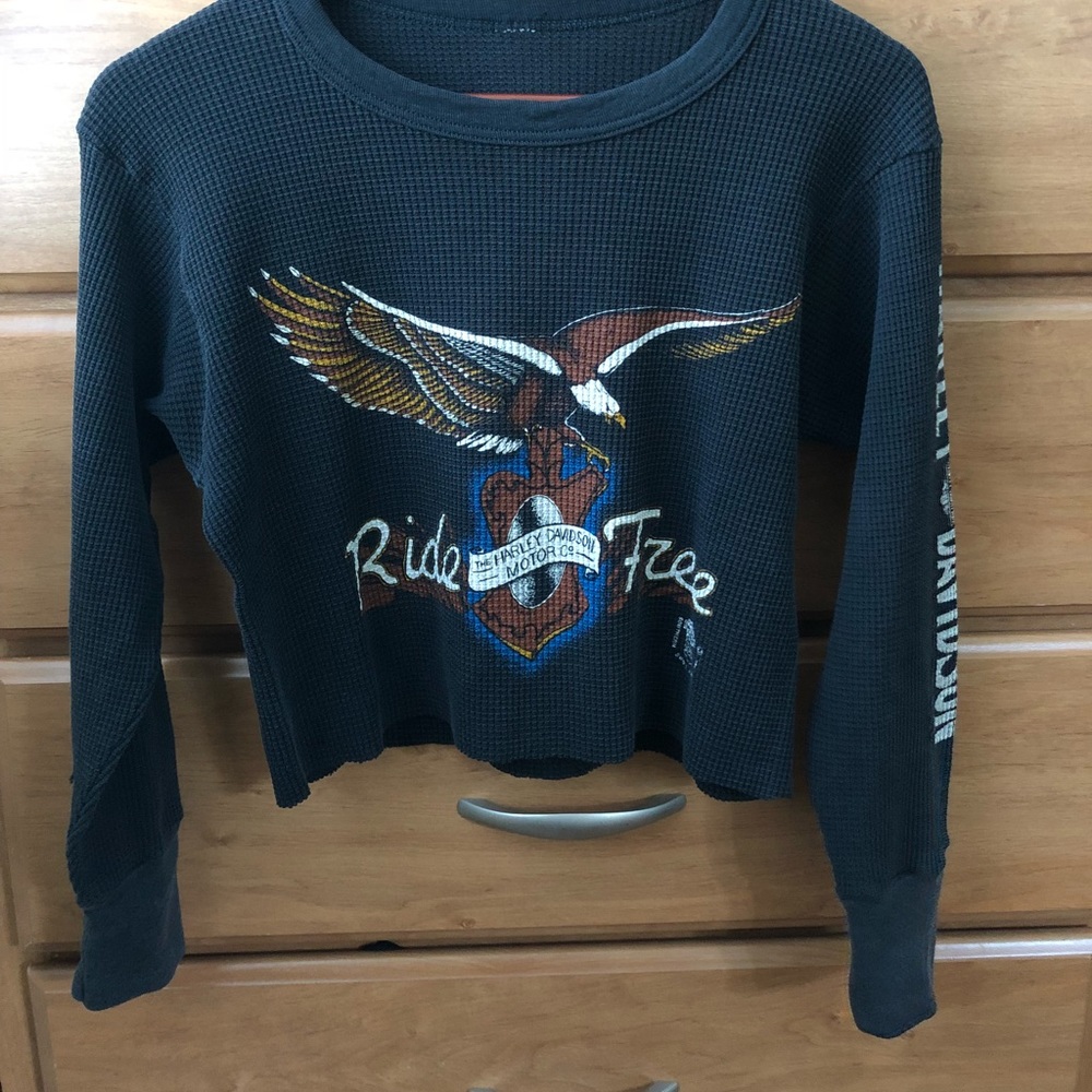 sold // vtg harley davidson crop long sleeve - Picture 5 of 8